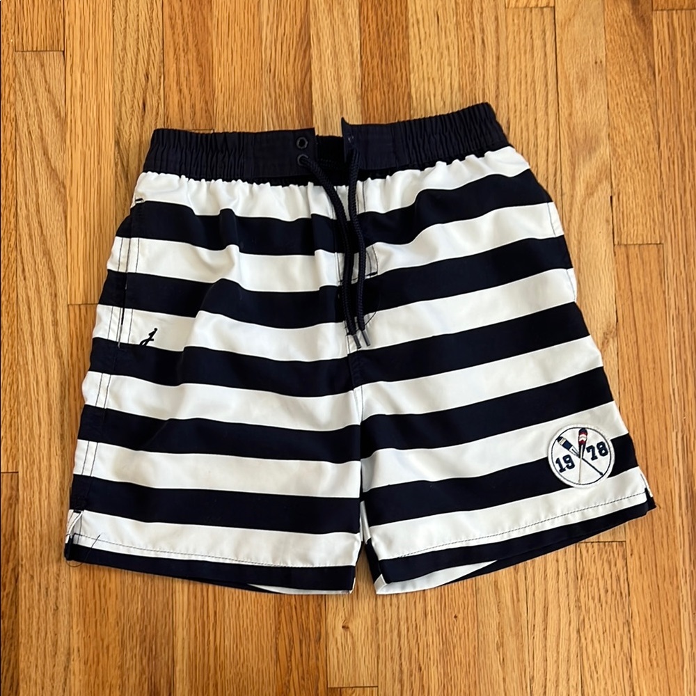 Jacadi Navy and White Striped Kids Swim Trunks